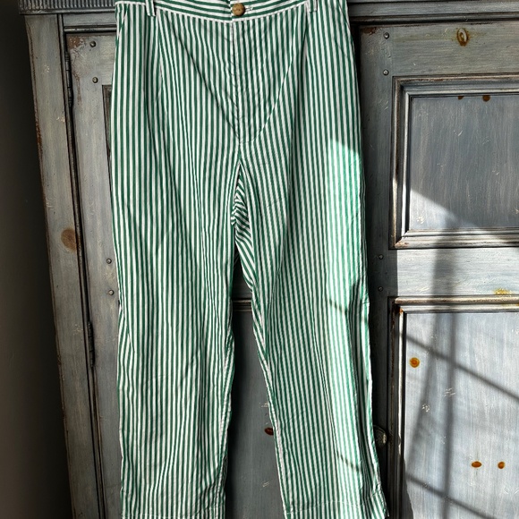 Rachel Comey Green Striped Cropped Cotton Pants Size 6 - Picture 2 of 8